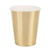 Kit Dourado Natalino Com Copo Papel Liso 270ml Colher Sobremesa Gold Prato Papel Liso 18CM E Guardanapo Natalino Folha