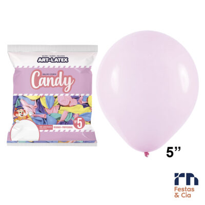 Balão Bexiga Numero 05 Rosa Candy Pastel - 50 Unidades Art Latex - Image 3