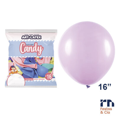 Balão Bexiga Numero 16 Lilas Candy Pastel - 12 Unidades Art Latex - Image 3