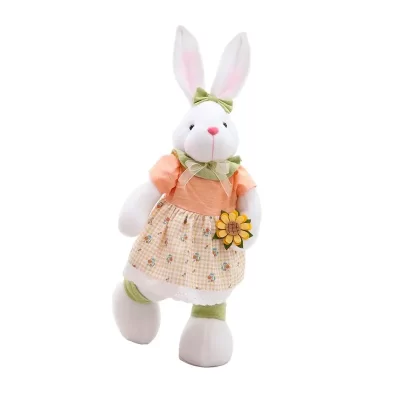 Casal Coelhos Decorativos Em Pé Verde/Laranja 36cm/Coelho Decorativo Em Pé Verde/Laranja 36cm - Image 3