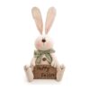 Kit Coelho sentado com gravata e em tecido 40cm e Coelho sentado com cenoura placa Happy Easter em tecido 40cm