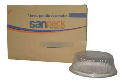 Embalagem Bolo Torta Tampa Alta Peq. Sanpack S-32 Branca C/100