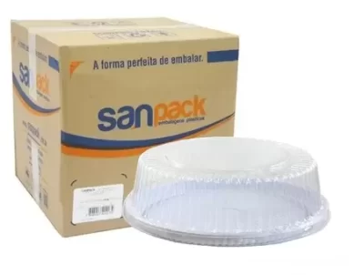 Embalagem Pet Torta Média Tampa Média Sanpack S-56 Branca C/50