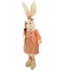 Coelha de Tecido em Pé com Vestido Xadrez Segurando Flor 68cm -