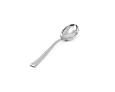 COLHER SOBREMESA PRATA 13CM, SILVER PLASTIC - PCT. C/ 10UN