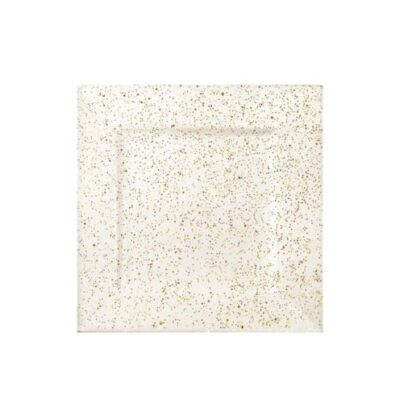 Prato De Plastico Descartavel Glitter Ouro 6und 17cm