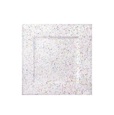 Prato de Plástico Descartável Glitter Colorido – 6 unidades 17cm