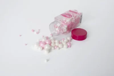 Confeito Sugar Beads Perolizado Rosa E Branco - Image 4