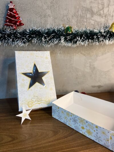 Caixa com visor estrela - Boas festas