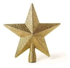 Ponteira de estrela para topo de árvore de Natal cor dourada - 20cm