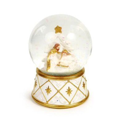 Globo De Água Sagrada Família Ouro / Branco 8,5 cm x 6,5 cm
