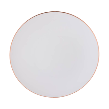 Prato de refeição branco com a borda rosê - 6 unidades