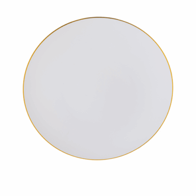 Prato de refeição branco com borda dourada - 6 unidades