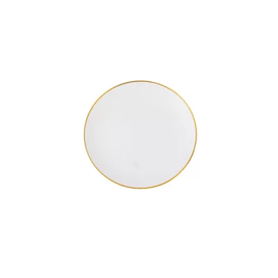 Prato de sobremesa branco com a borda dourada - 6 unidades