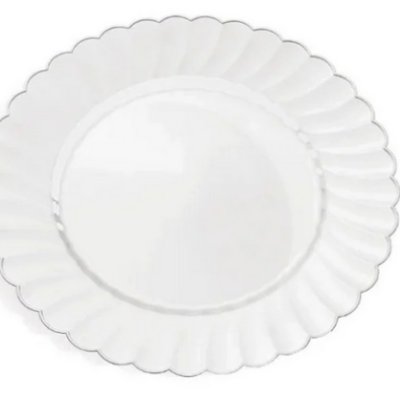 Prato de Mesa Descartável de Luxo Transparente 22cm - 6Un