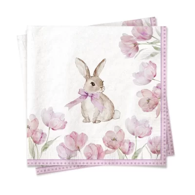 Guardanapo de papel coelho/flor
