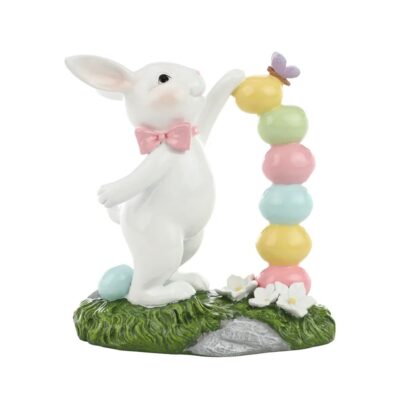 Coelho de Páscoa Decorativo em Resina com Ovos Coloridos