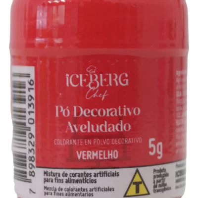 Corante em Pó Decorativo Efeito Aveludado - Vermelho - 5 gr