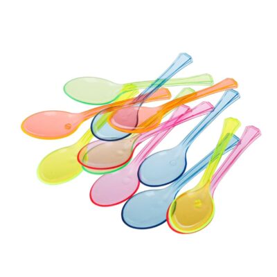 Colheres descartáveis coloridas neon - 12 unidades